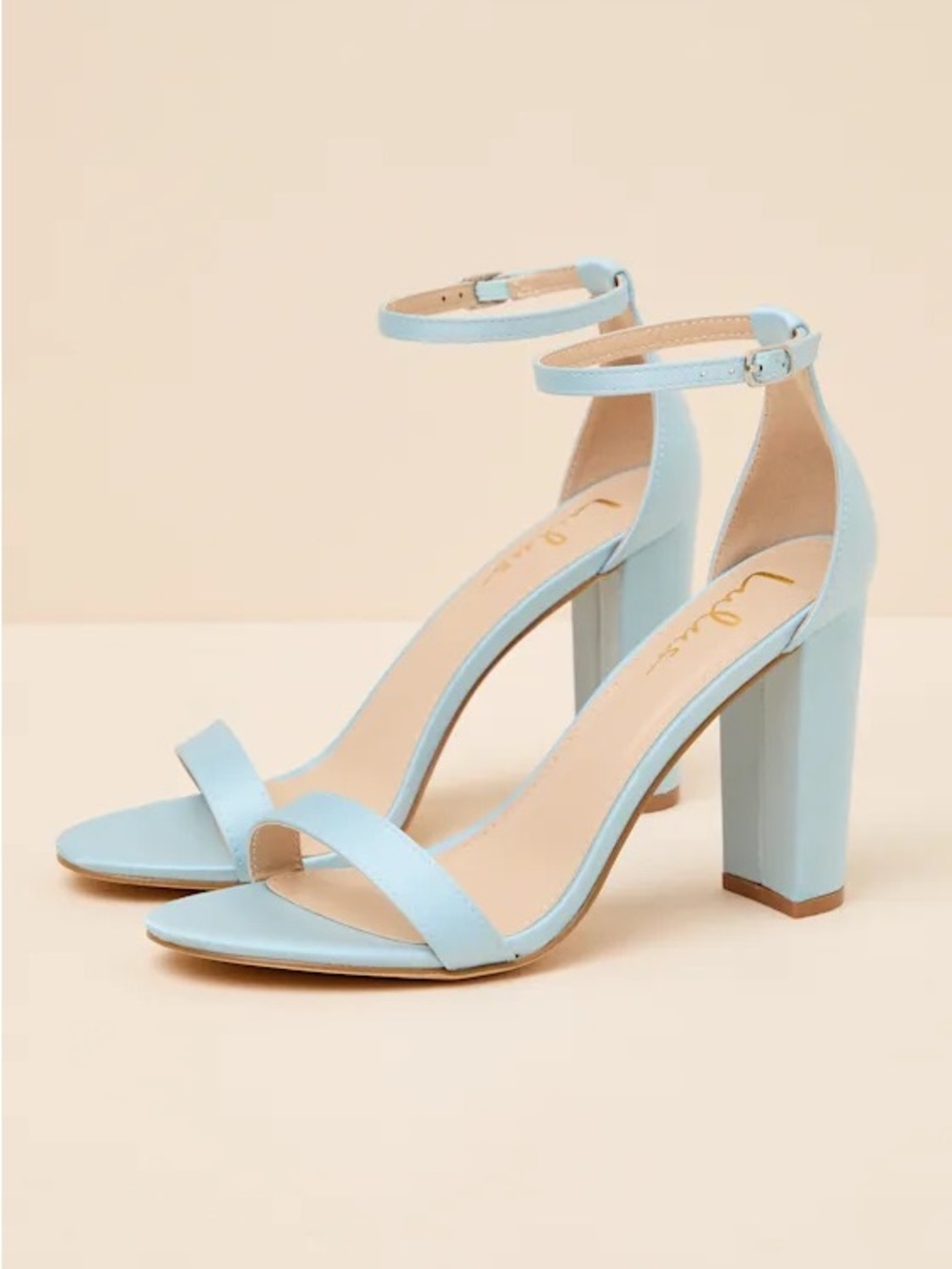 Lulus Taylor Baby Blue Satin Ankle Strap Heels
